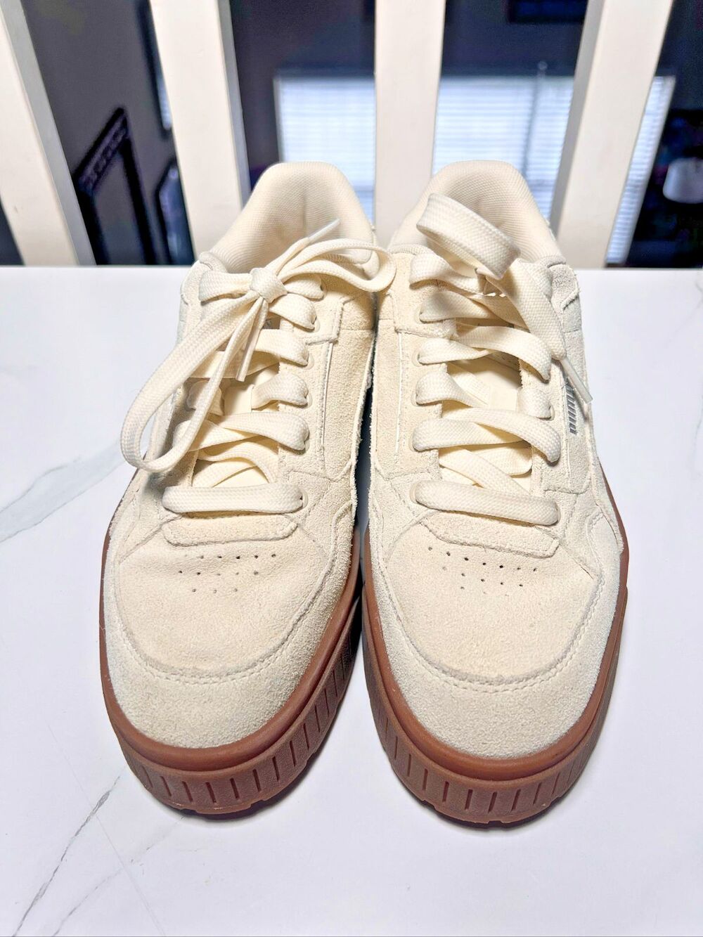 Puma Karmen II Idol Suede Sneakers Women Size 8.5 Cream Casual Shoe